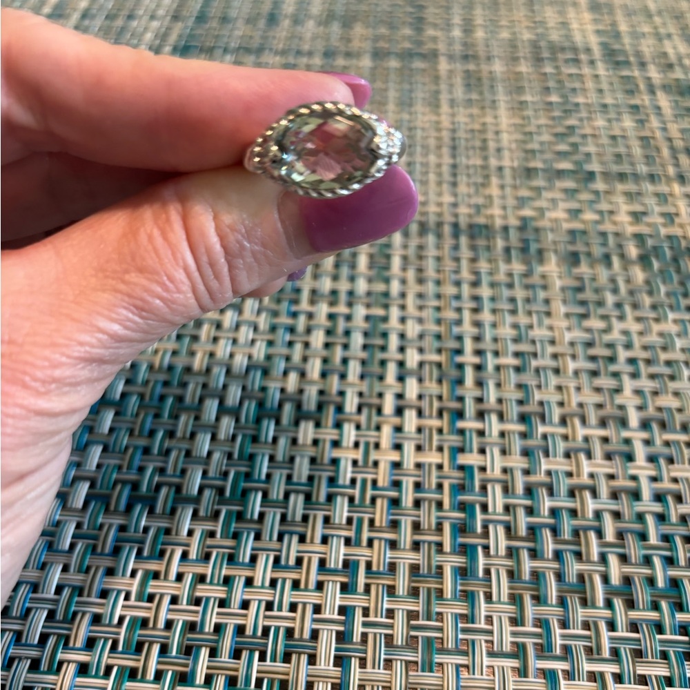Judith Ripka Sterling Silver Mint Quartz Ring Size 6